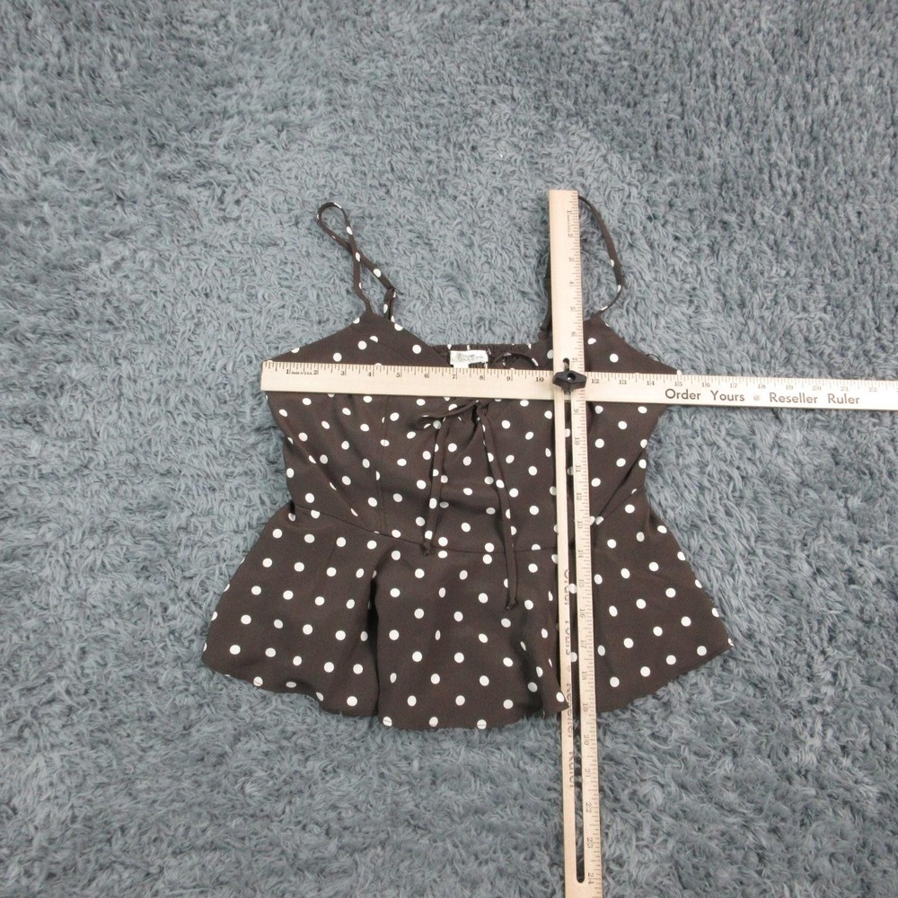 Nine Britton Shirt Womens Small Brown Polka Dot Peplum Camisole Tank Strappy NWT - Picture 2 of 14